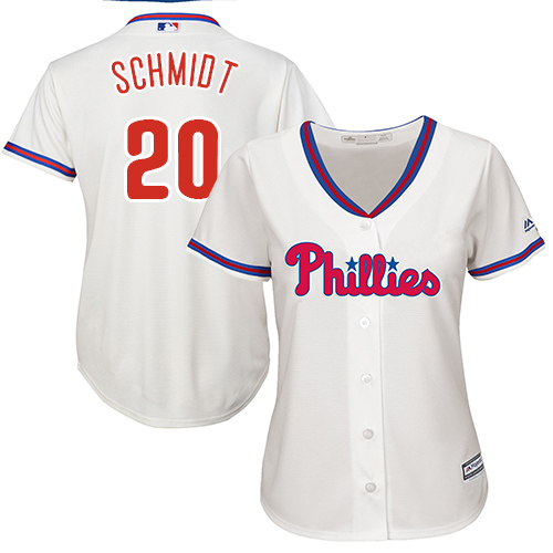 Phillies #20 Mike Schmidt Cream Alternate Women's Stitched MLB Jersey - Click Image to Close